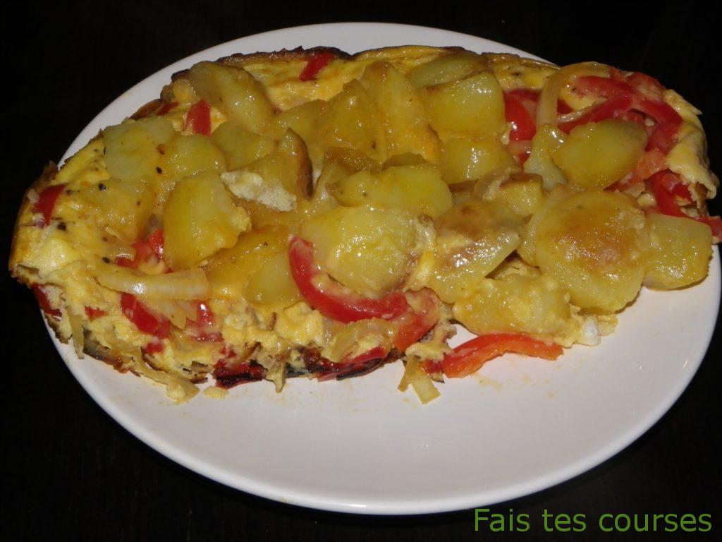 Omelette aux pommes de terre et poivrons rouges