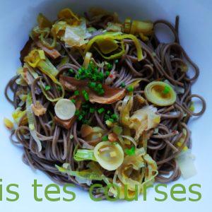 Sobas aux poireaux et aux shiitakes