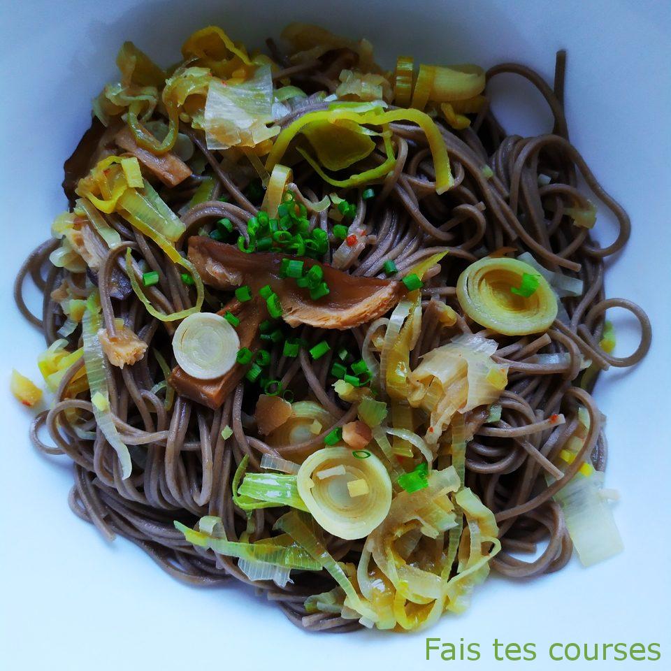 Sobas aux poireaux et aux shiitakes