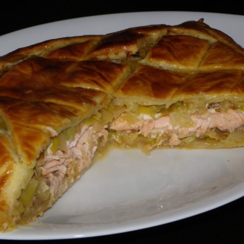 Saumon aux poireaux en croûte