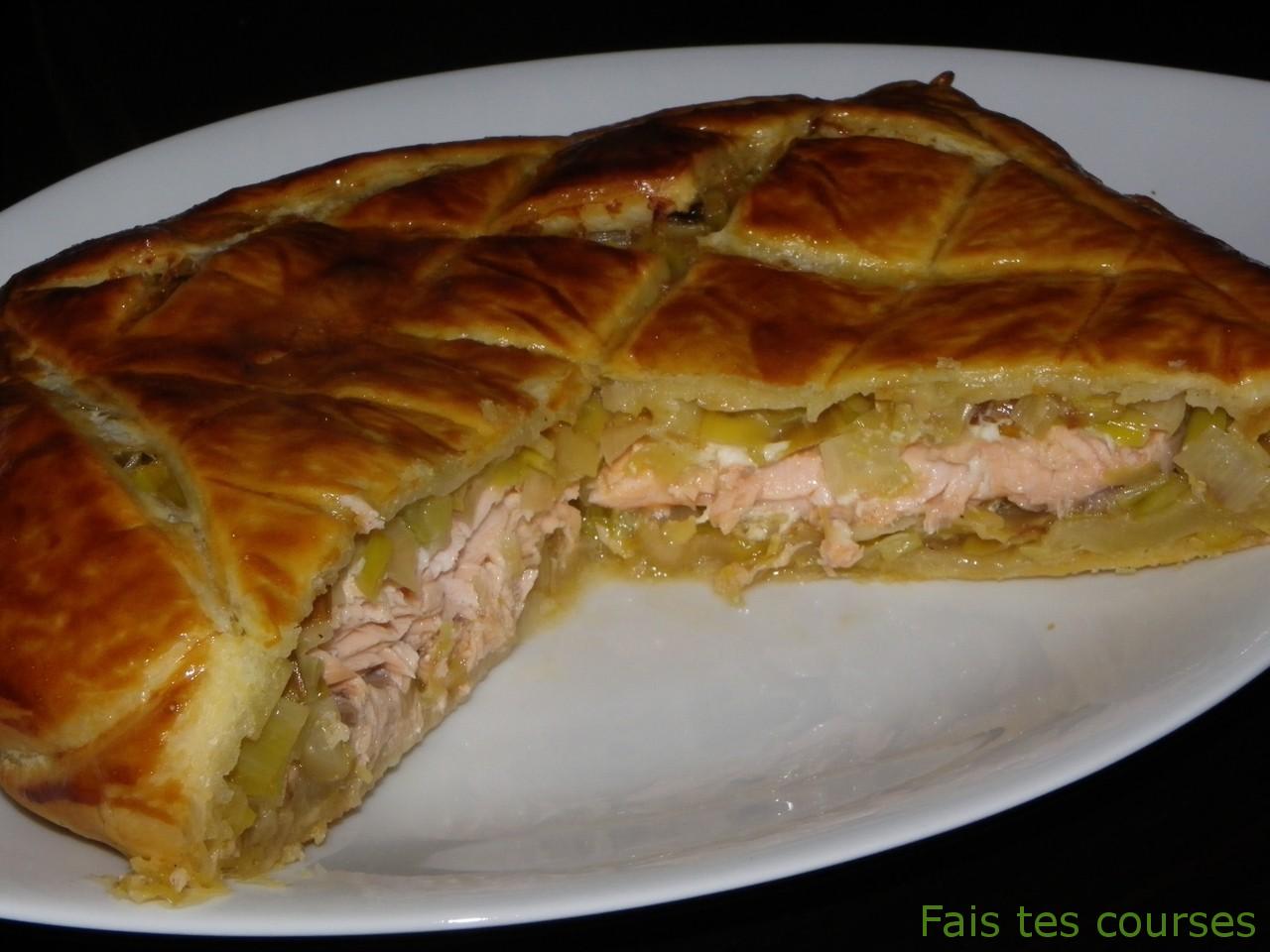 Saumon aux poireaux en croûte