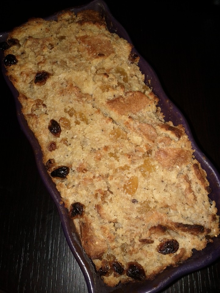 Pudding aux raisins et aux 3 alcools